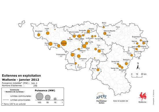 Eoliennes en exploitation - Janvier 2012 Eoliennes en exploitation - Janvier 2012