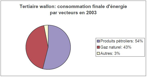 Graphique consommation finale tertiaire par vecteurs en 2003